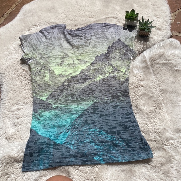 The North Face Burnout Green / Gray Mountains T-Shirt - Picture 2 of 9